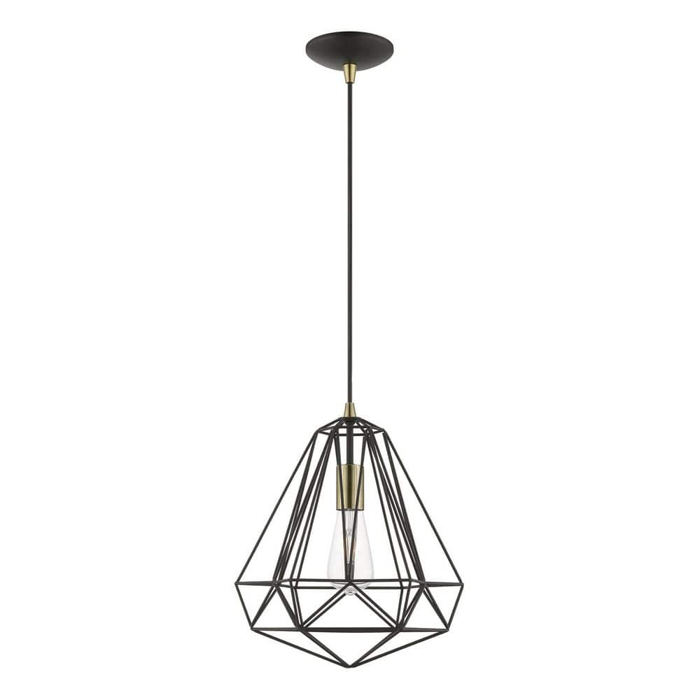 Livex Lighting Knox 1-Light Textured Black Island Pendant with Antique ...