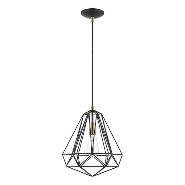 Livex Lighting Knox 1-Light Textured Black Island Pendant with Antique ...