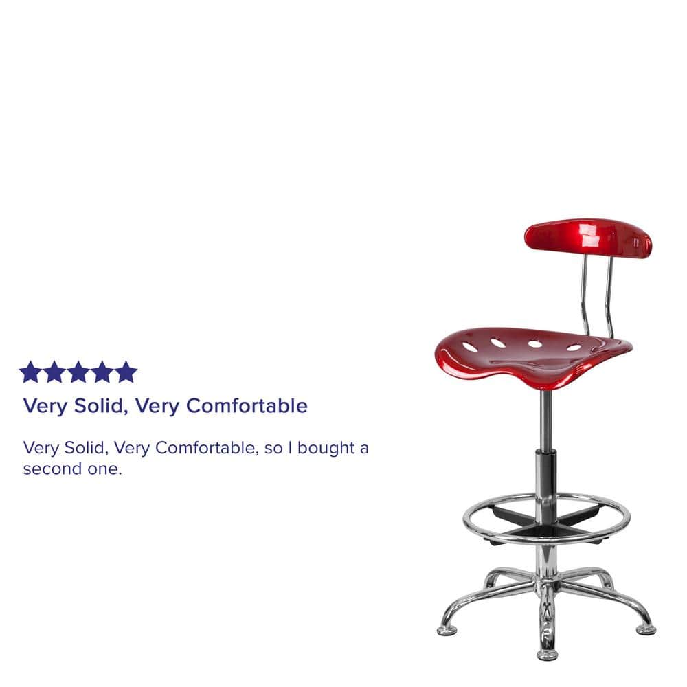 Wine Red Adjustable Swivel Metal Bar Stool
