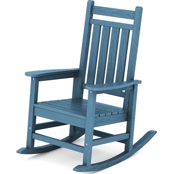 JEAREY Oversized HDPE Resin Outdoor Patio Rocking Plastic Adirondack Chair in Navy