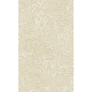 White/Grey Embossed Leaves and Trees Tropical Print Non-Woven Non-Pasted Textured Wallpaper 57 sq. ft.