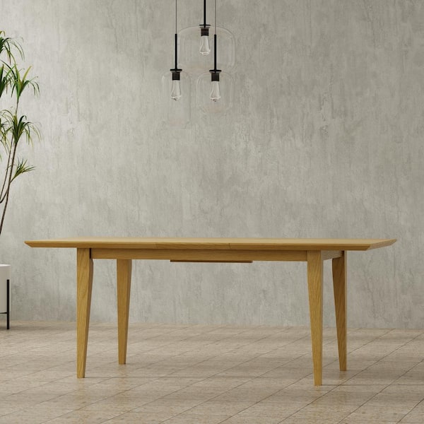 Simpli Home Colby Contemporary Oak Wood 76 in. Rectangle 4 Legs Extendable Dining Table, Seats 8