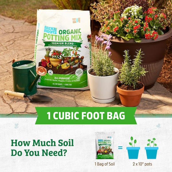 Back to the Roots Organic Potting Mix (1 cu.ft.) Peat-Free, Blended with  Organic Fertilizer 47022-DS - The Home Depot