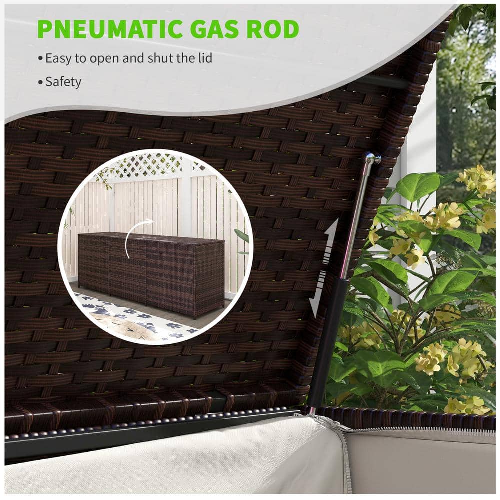 Mixed Brown Wicker and Plastic Outdoor Deck Box, 70.9"