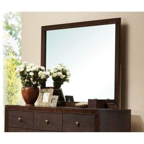 GOSALMON 45 in. W x 35 in. H Rectangle Wood Frame Espresso Mirror