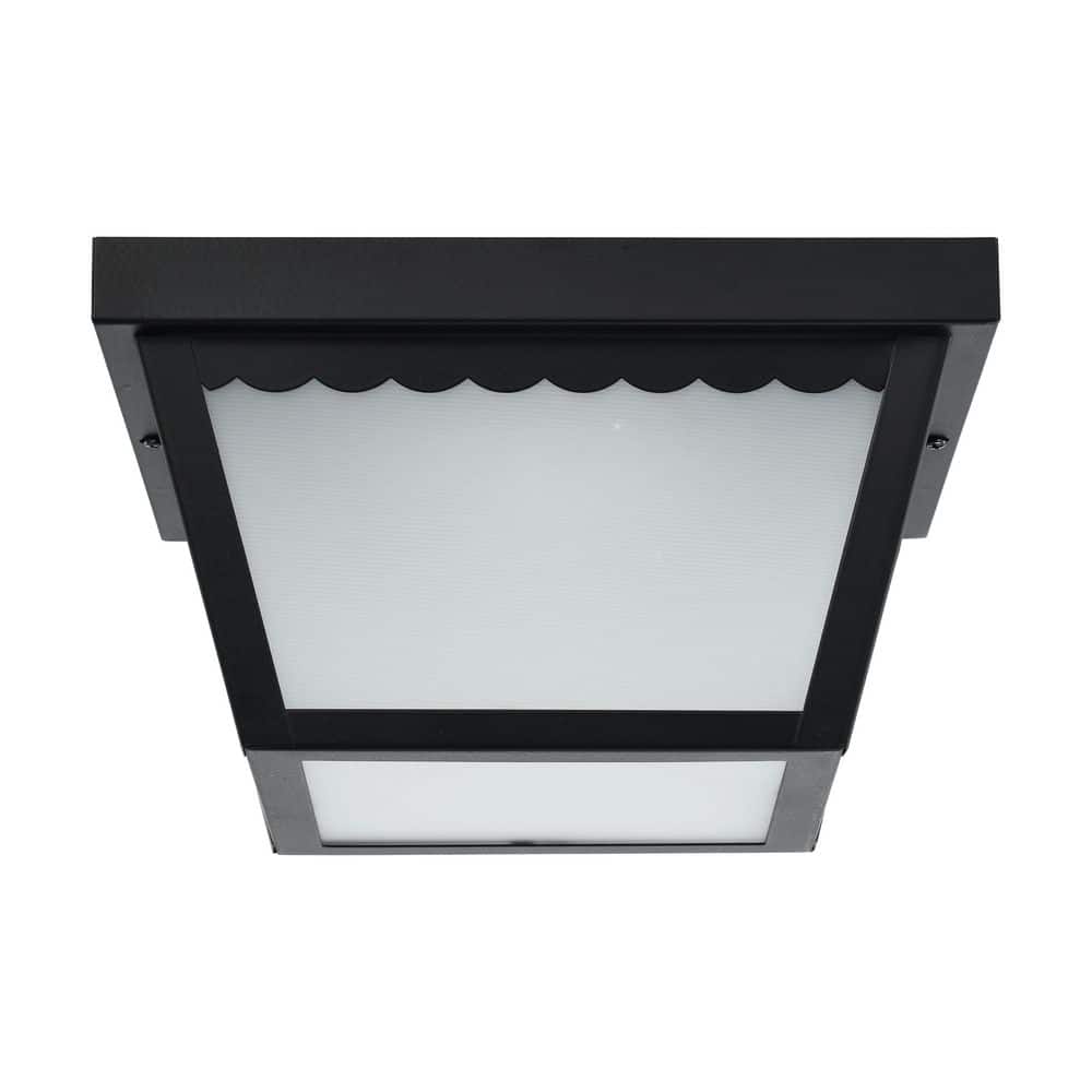 9.2 in. 75-Watt Traditional Black Integrated LED Flush Mount with Frosted Glass Shade price history on PriceWatchPro