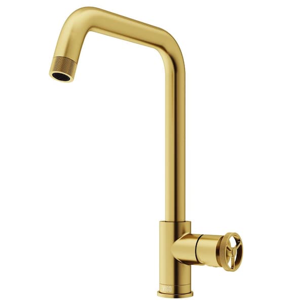 VIGO Cass Industrial 14 in. H Single Handle Kitchen Bar Faucet in Matte Brushed Gold