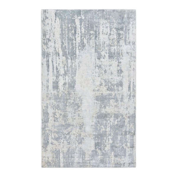 Solo Rugs Hagues Contemporary Abstract Cream 10 ft. x 14 ft. Hand Loomed Area Rug