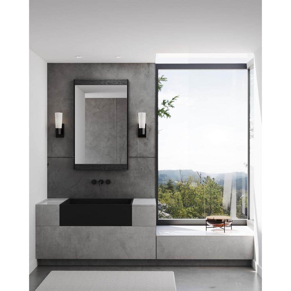 Zura Black Zinc 1-Light Bath & Vanity Fixture with Opal Glass Shade