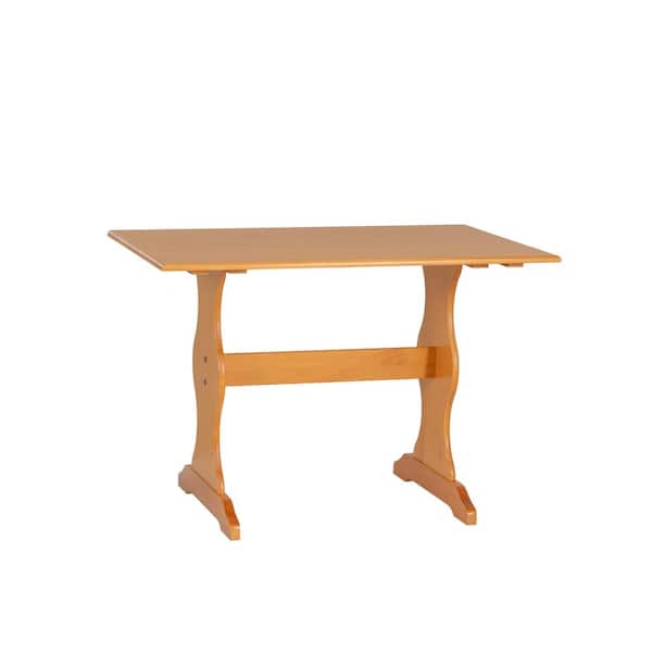 Linon Home Decor Zoe Natural Honey Brown Wood 43.25 in. Trestle Dining Table Seats 4