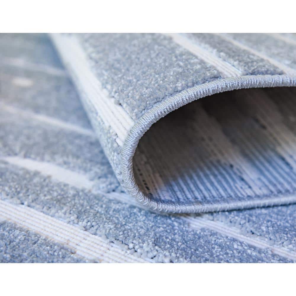 Light Blue Rectangular Synthetic Outdoor Area Rug