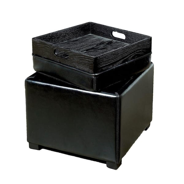 Baxton Studio Tate Contemporary Black Leather Upholstered Storage