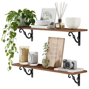 31.5 Inch Large Floating Shelves for Home Decor Set of 2, Wide Wall Mounted Shelves with Brackets