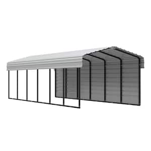 10 ft. W x 29 ft. D x 7 ft. H Eggshell Galvanized Steel Carport with 1-sided Enclosure