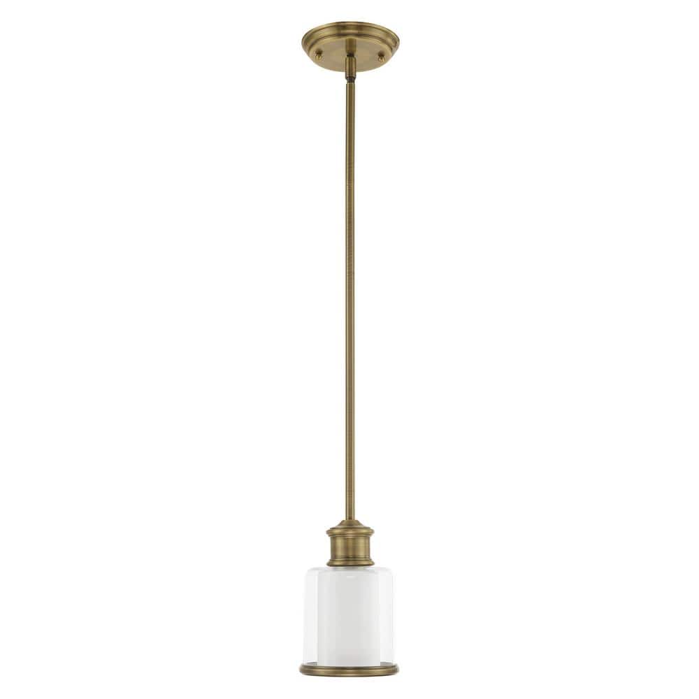 Antique Brass Mini Pendant with Glass Shade for Indoor/Outdoor