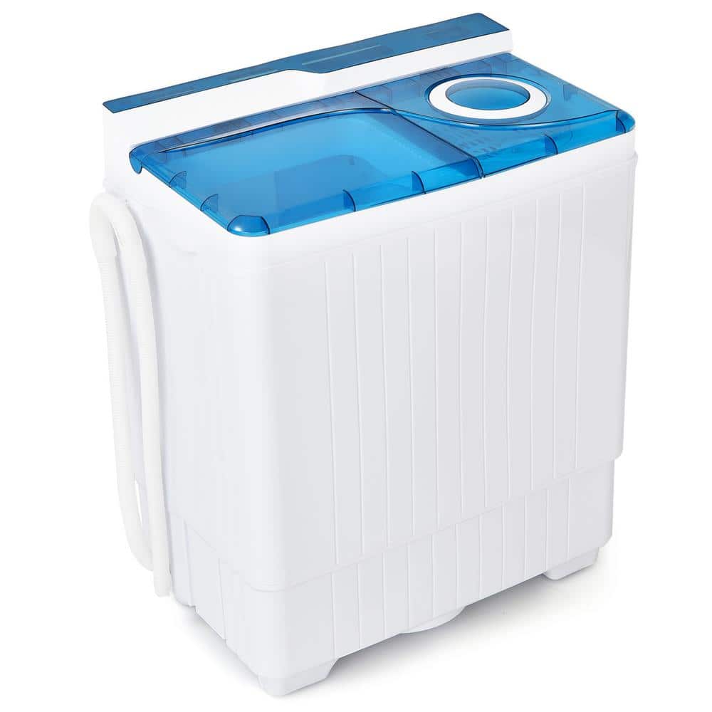 Gymax 2.4 cu. ft. Portable Semi-Automatic Top Load Washing Machine 26 lbs. Twin Tub Laundry Washer in Blue