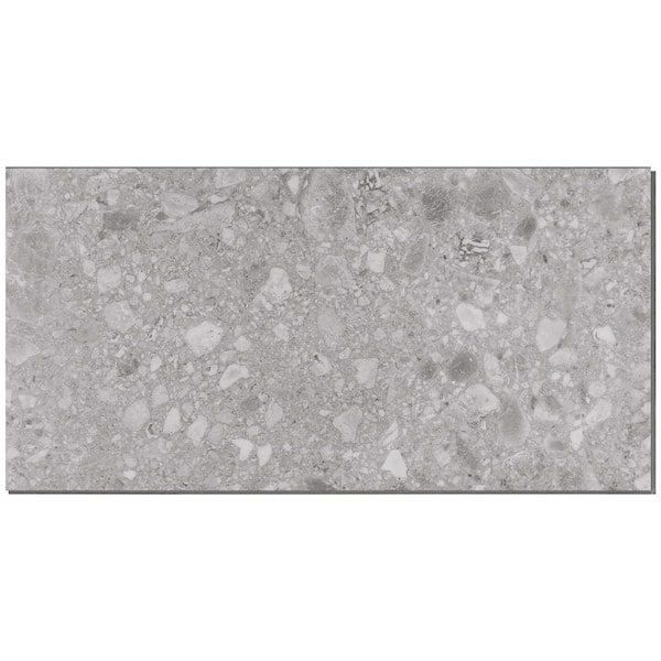 Ivy Hill Tile Take Home Sample - Rizzo Earth Gray 20 MIL 6 in. x 12 in. Click Lock Terrazzo Look Waterproof Luxury Vinyl Tile