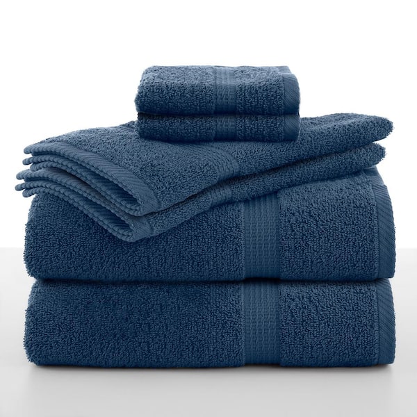 Utica Essentials 6-Piece Blue Solid Bath Towel Set