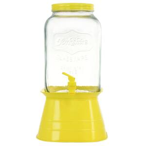Chiara 2-Gallon Mason Cold Drink Dispenser with Yellow Metal Base and Lid