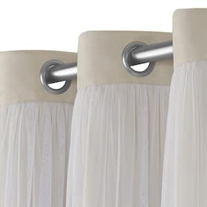 Catarina Sand Solid Lined Room Darkening Grommet Top Curtain, 52 in. W x 108 in. L (Set of 2)