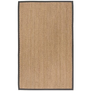 Natural Fiber Beige/Dark Gray 5 ft. x 8 ft. Border Area Rug