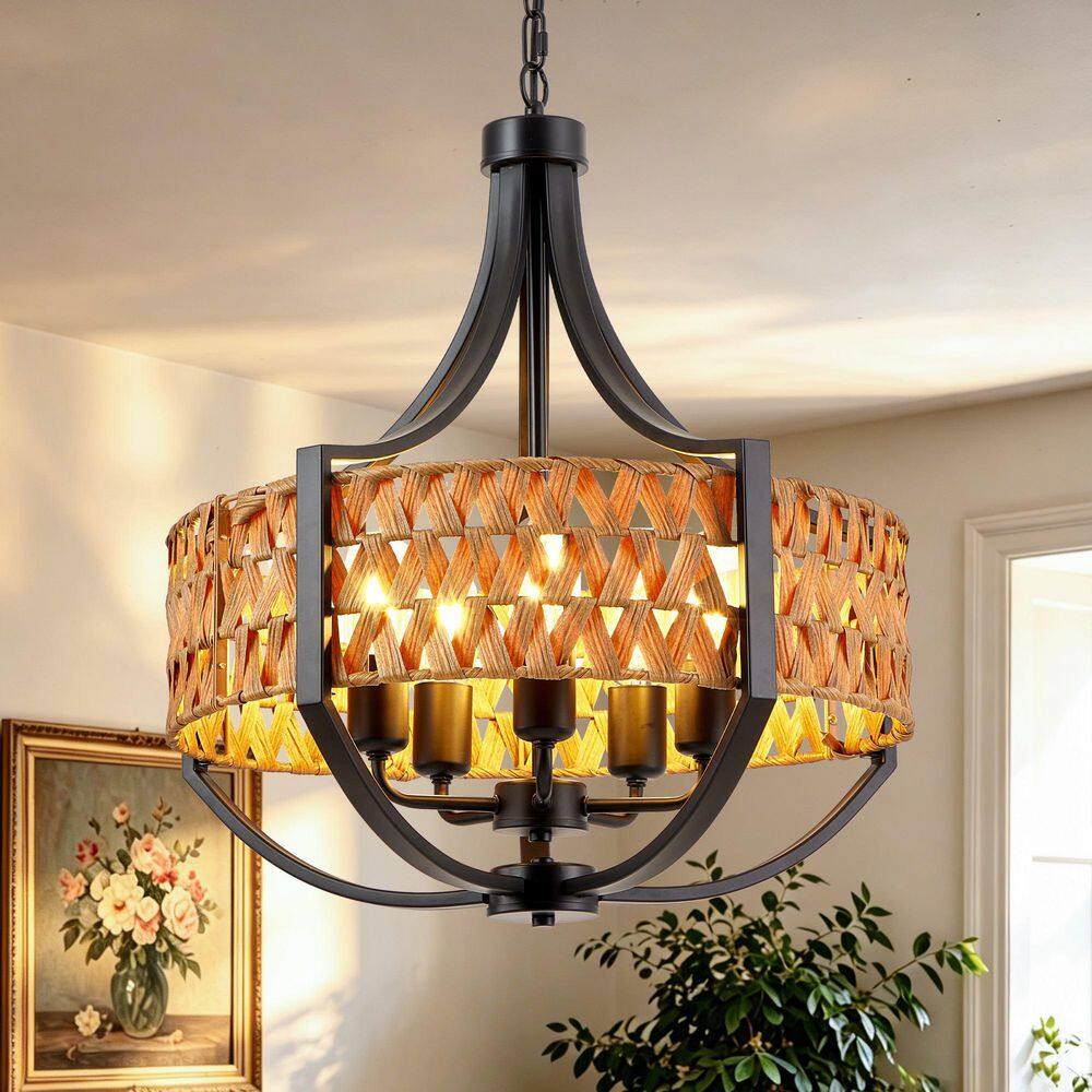 20 in. 5-Light Modern Farmhouse Brown Crystal Chandelier for Living Room, Bedroom, Foyer, Kitchen, Entryway price history on PriceWatchPro