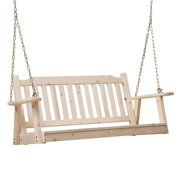 unfinished wood porch swing