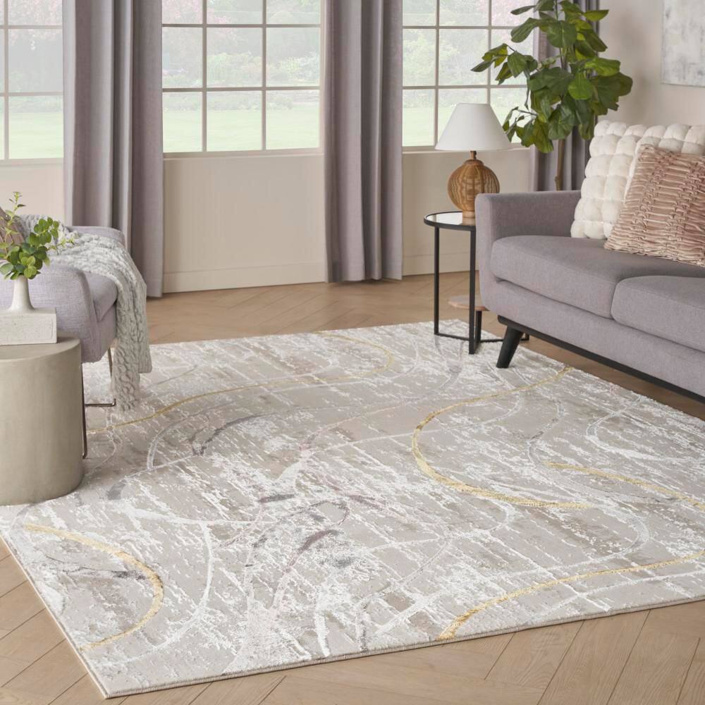 Glam Ivory Multicolor 7 ft. x 10 ft. Abstract Contemporary Area Rug price history on PriceWatchPro