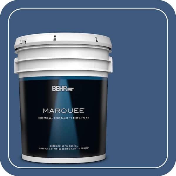 BEHR MARQUEE 5 gal. #M520-7 Admiral Blue Satin Enamel Exterior Paint & Primer