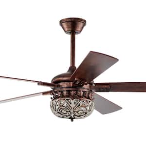Laylani 52 in. 2-Light Indoor Antique Copper Ceiling Fan with Light Kit and Remote