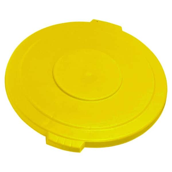 Carlisle Bronco 20 Gal. Yellow Round Trash Can Recycle Lid with 8 in. Hole (6-Pack)