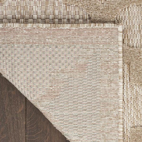 Beige 7 ft. x 10 ft. Woven Abstract Polyester Rectangle Indoor/Outdoor Area Rug
