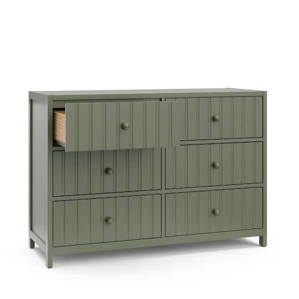 Teddi 6 Drawer Double Dresser Color: Olive