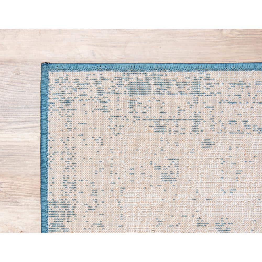 Sofia 9' x 12' Blue and Off-White Rectangular Area Rug