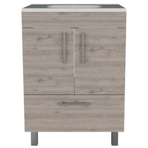 23.62 in. W. x 17.71 in. D x 33.46 in. H Freestanding Bath Vanity in Light Gray Finish with White Top Single Sink