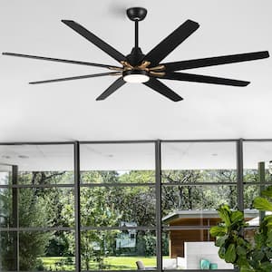 72 in. Industrial Integrated LED Dimmable Indoor Black and Gold Large Ceiling Fan with Light Kit, Remote and DC Motor