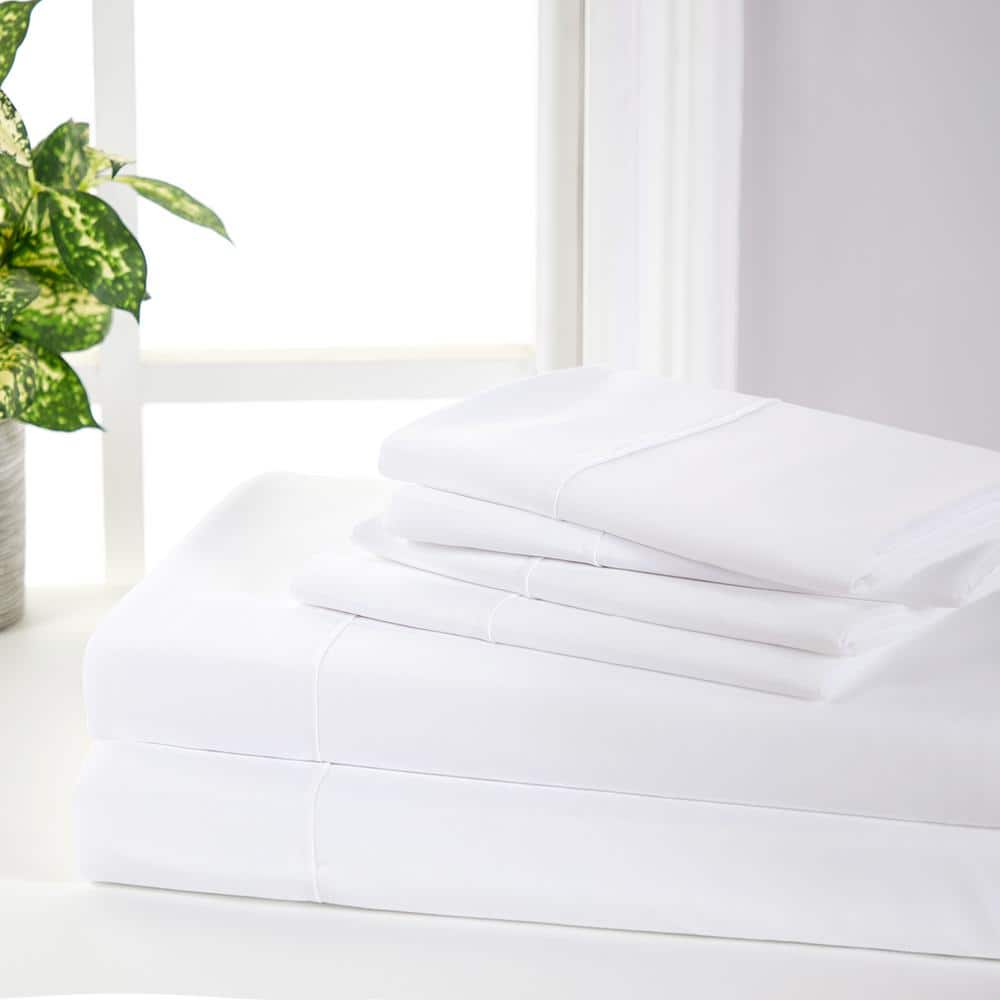 Luxurious White Bamboo Queen Sheet Set with Microfiber