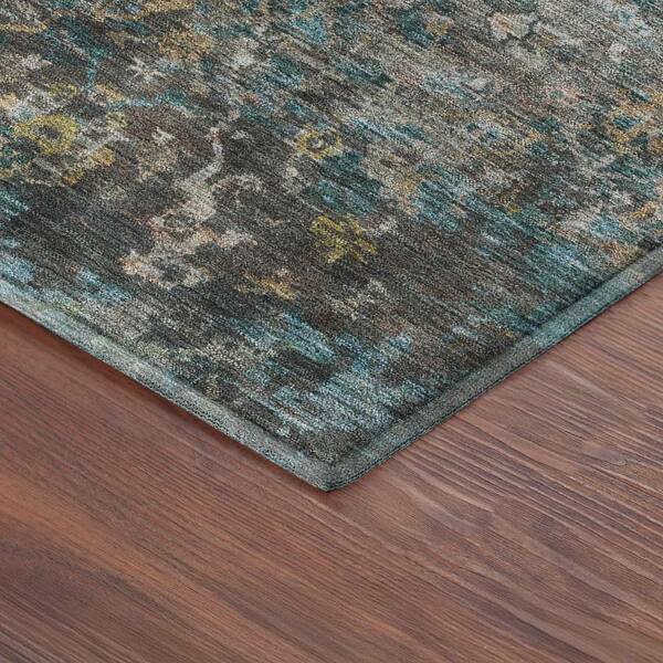 Mayfield Premium Machine Washable Abstract AMF2359 Teal 8 ft. x 10 ft. Area Rug