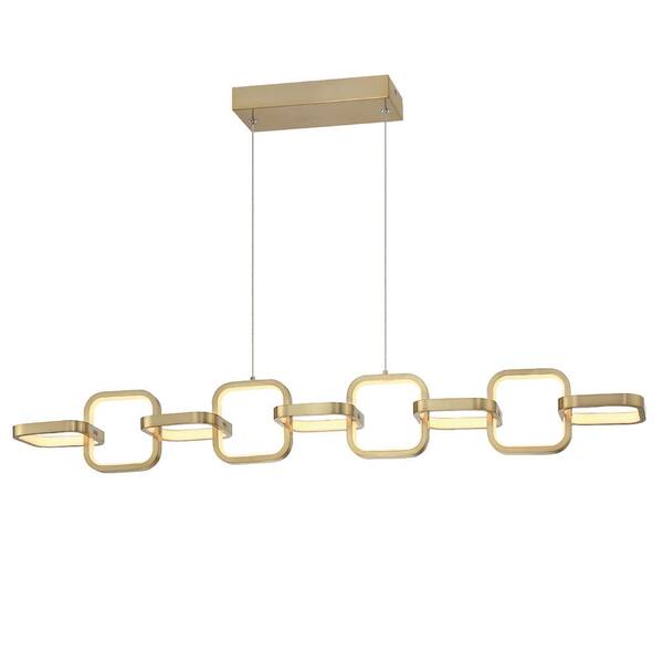 Dainolite Patsy 59-Watt 1-Light Aged Brass Statement Integrated LED Pendant Light with Silicone Shade