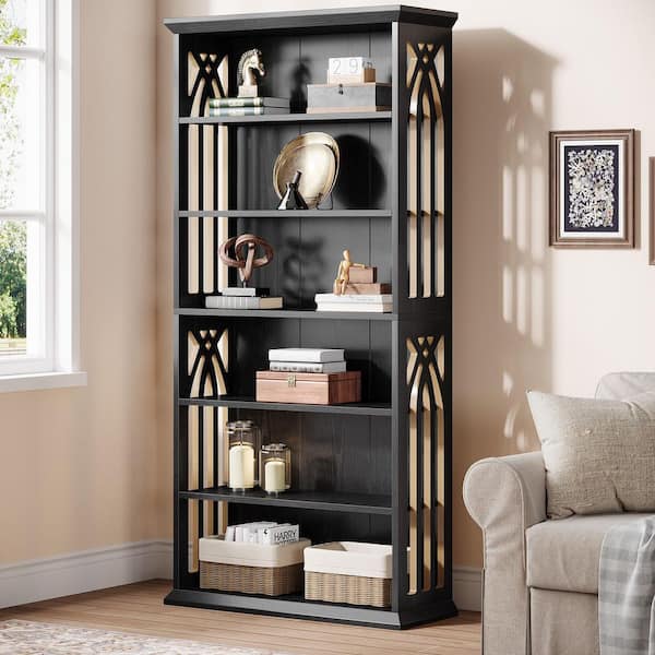 TRIBESIGNS WAY TO ORIGIN Frailey 75 in. Tall Black Wood 6-Shelf