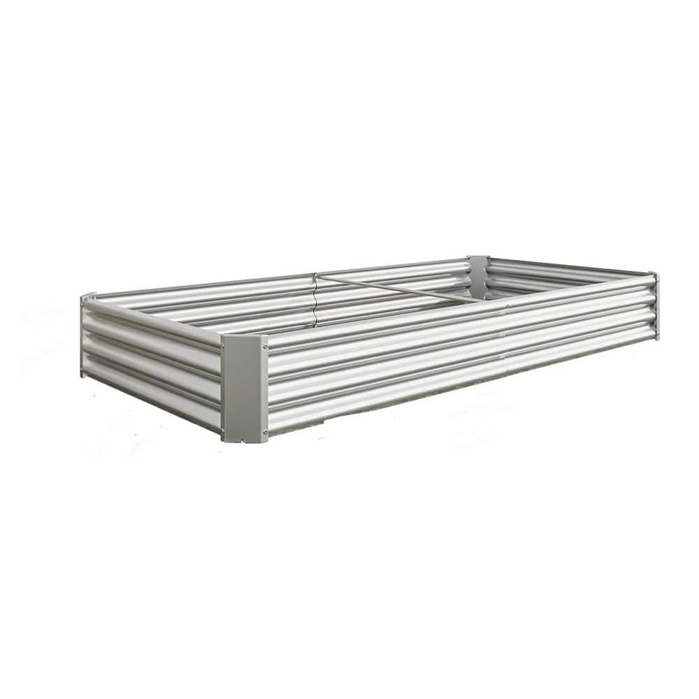 91 in. x 44 in. x 12 in. Silver Galvanized Steel Raised Garden Bed Kit Rais