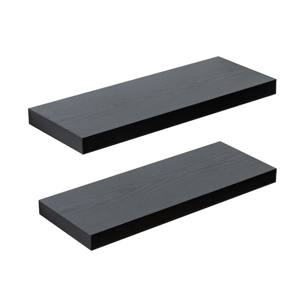 Unbranded 24 in. W x 9 in. D Black Floating Shelves Decorative Wall Shelf