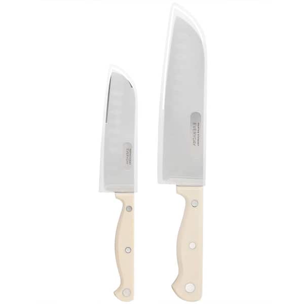 MARTHA STEWART EVERYDAY Keswick 2 Piece Santoku Knife and Sheath Set in Linen