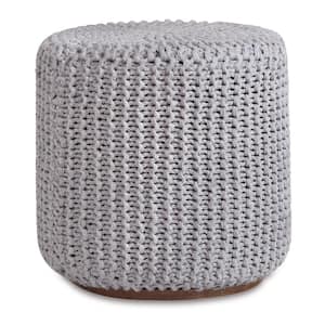 Marguerite Light Grey Cotton Yarn 3-in-1 Pouf/Ottoman/End Table
