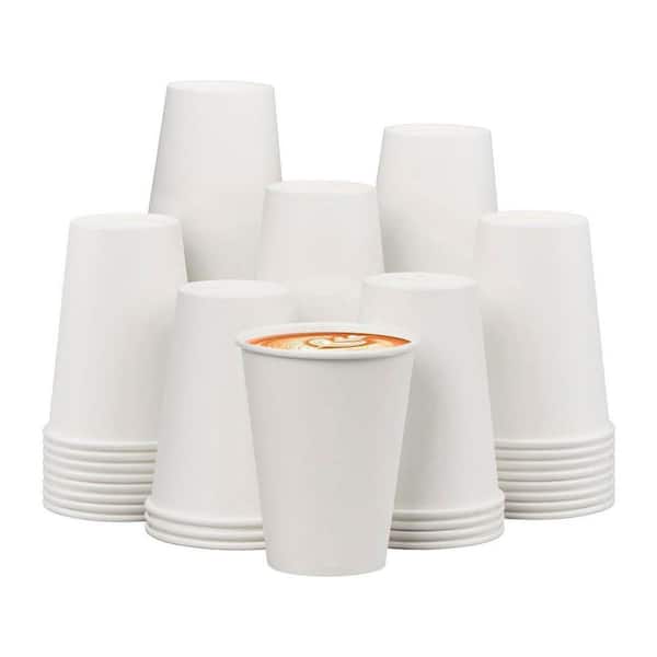 White Disposable Paper Cups 12 oz Hot Beverage Drinking Cups for Coffee Tea Water, 300 Pack, Leak Proof Durable