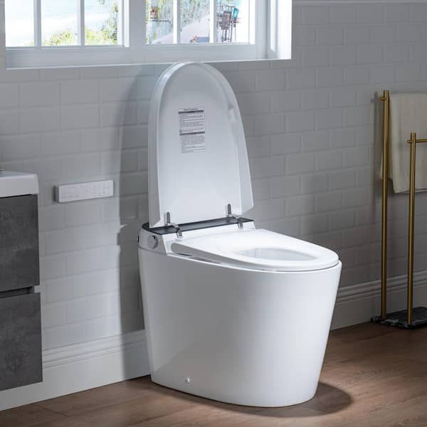 Elongated ADA Height Electric Bidet Toilet 1.1/1.6 GPF in White with Warm Water, Foot Sensor for Seniors and Families