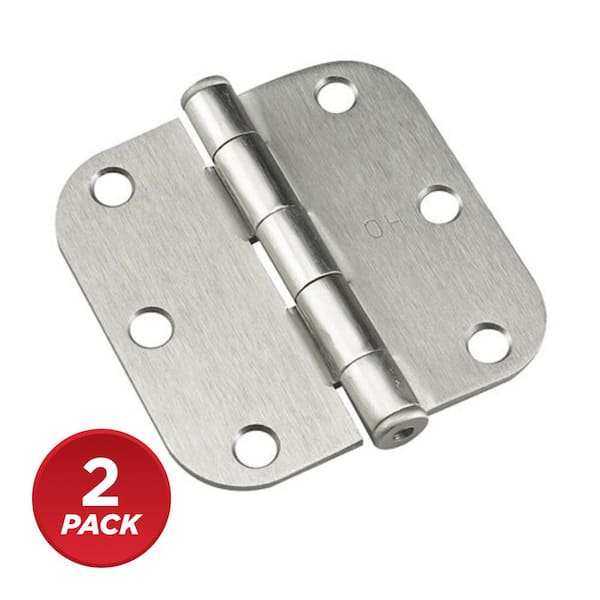 3 in. x 3 in. Brushed Nickel Full Mortise Butt Hinge with Removable Pin (2-Pack)