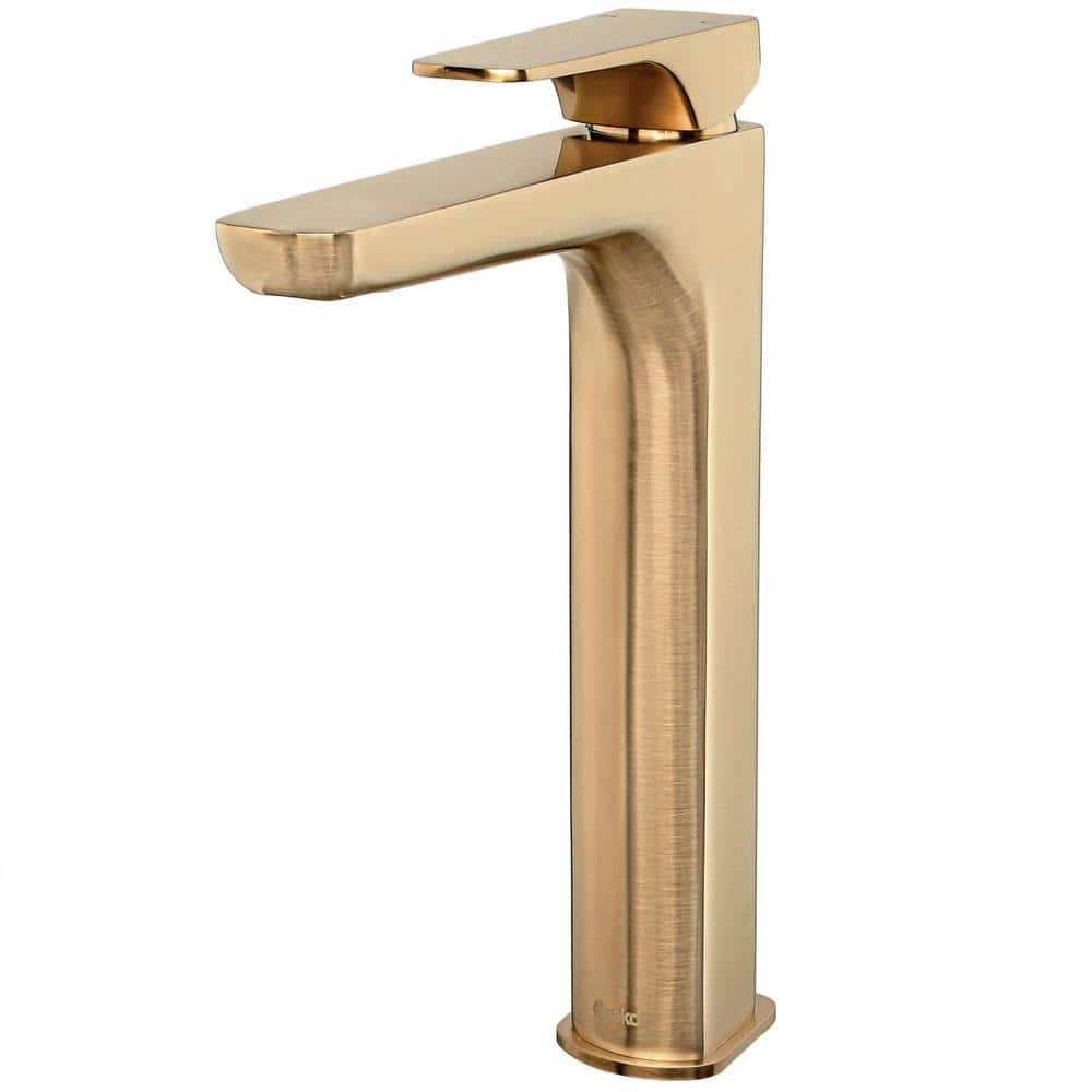 AKDY Single Hole Single-Handle Vessel Bathroom Faucet in Brushed Gold  BF003-4 - The Home Depot
