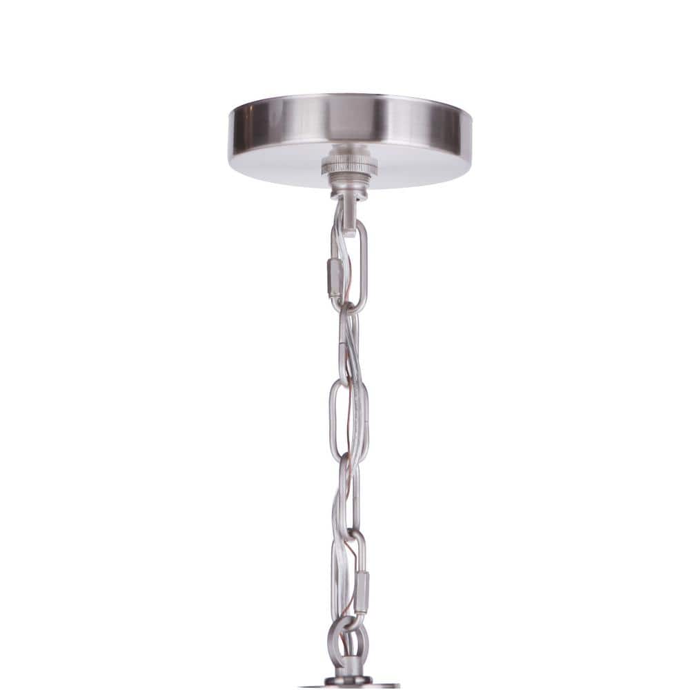 Elegant 8-Light Brushed Polished Nickel & Crystal Chandelier