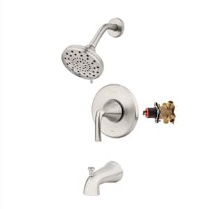 Ladera Single Handle 3-Spray Tub and Shower Faucet 1.8 GPM in Spot Defense Brushed Nickel (Valve Included)